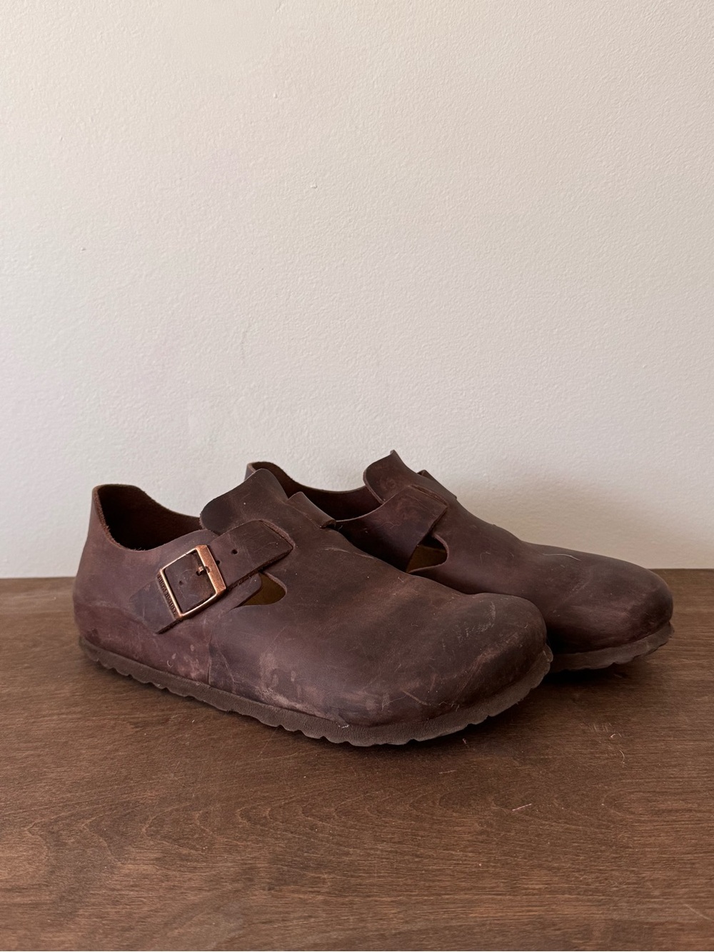 Women's Dark Brown Leather Buckle Slip-On Loafers